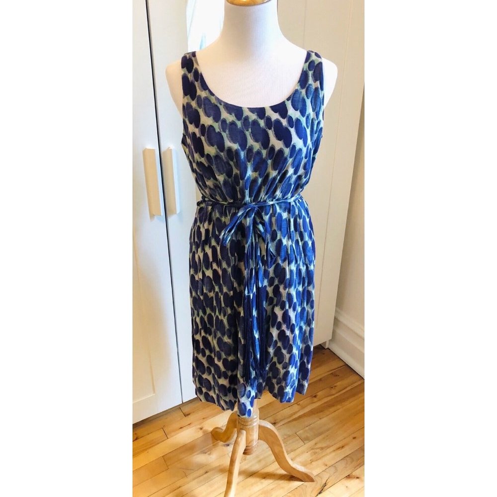 Collective Concepts Purple Polka Dot Tie Waist Dress Size Medium